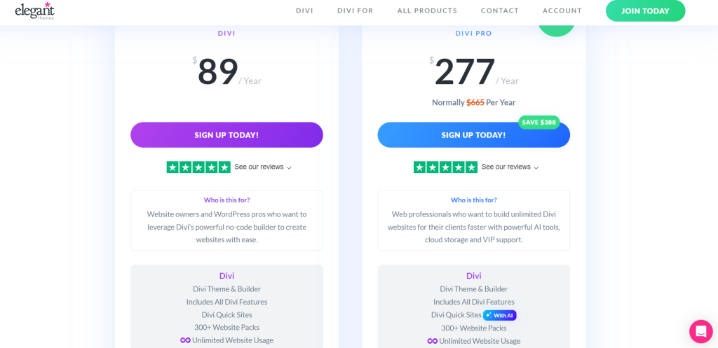 divi pricing