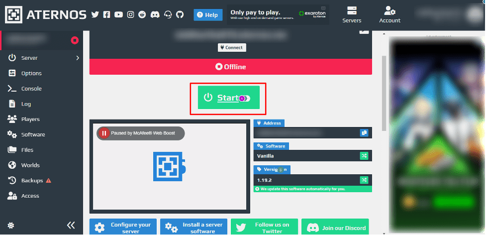 3+ Best Free Minecraft Server Hosting Provider in '2025' 22 Start button