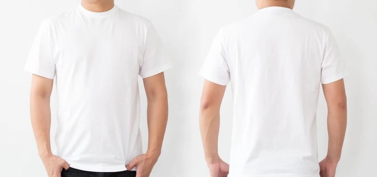 front and back of a plain white t-shirt