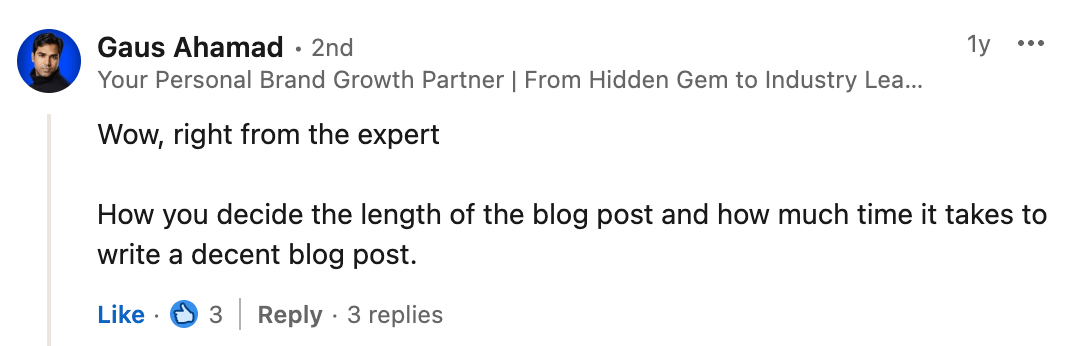 People asking me what's the length of my blog posts