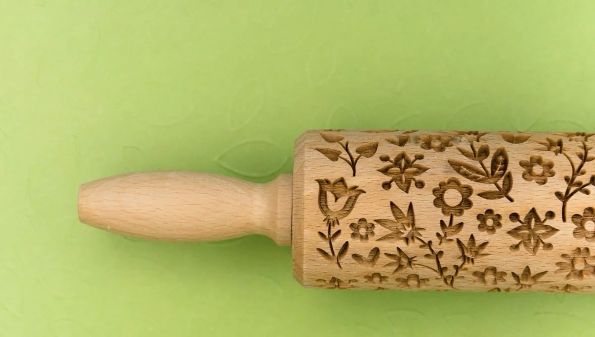 rolling pin with floral embossing