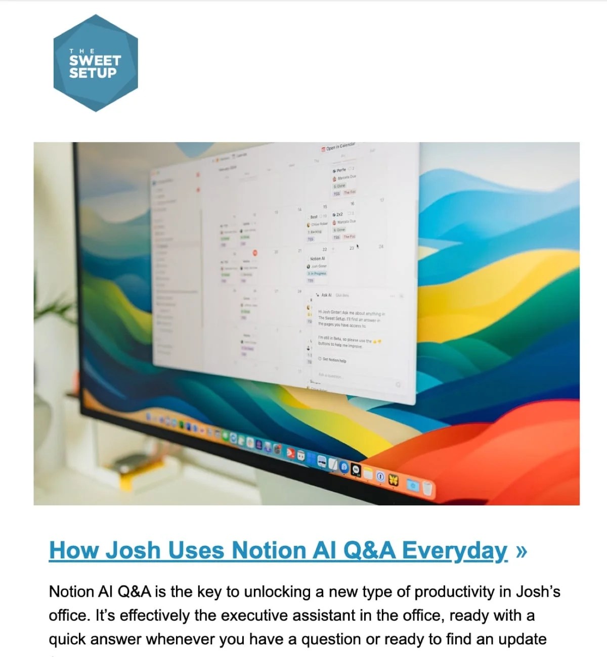 the Sweet Setup blog post