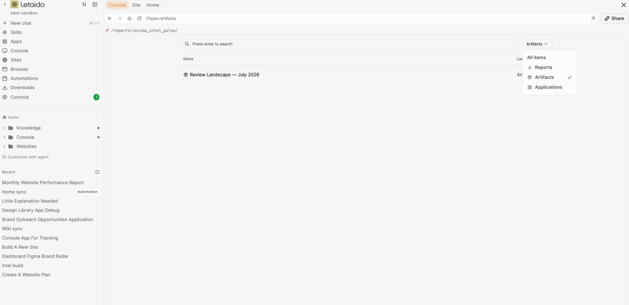 Letaido console app artifacts